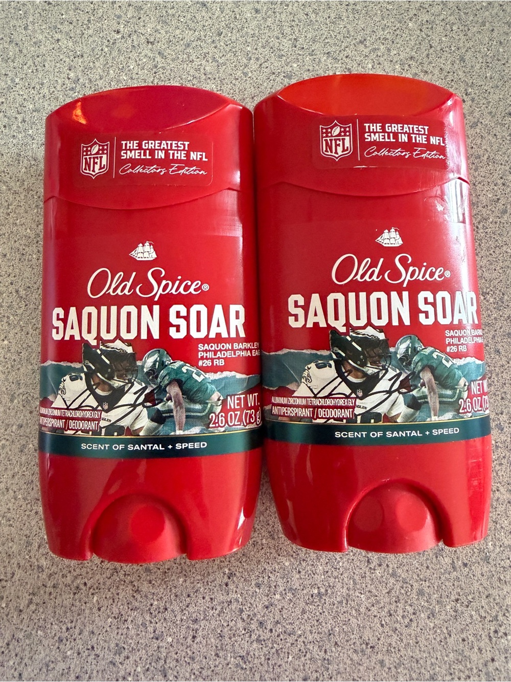 2 Old Spice NFL Saquon Barkley Soar Eagles #26 Santal Antiperspirant Deodorant